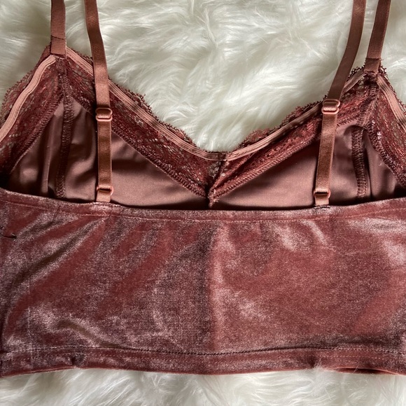Story On Mauve Sleeveless Corset Velvet & Lace Bralette Cami Top Women’s M NWT - Picture 7 of 12